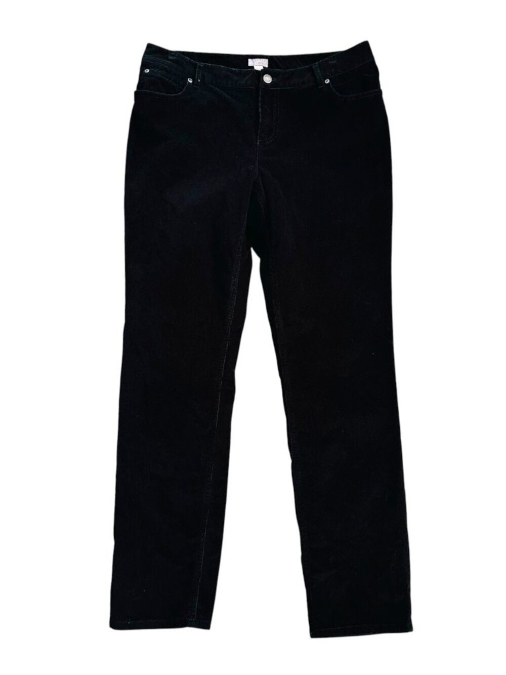 J. Jill Women's Size 12 Stretch Corduroy Straight Leg Black Jeans 31 in Inseam